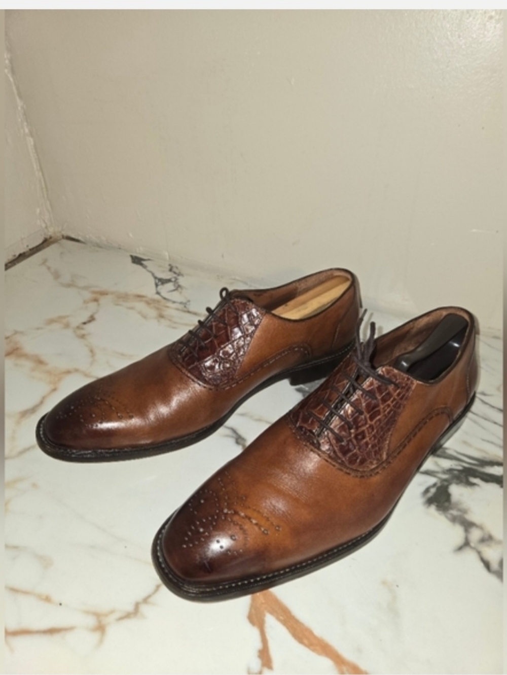 Belverede Genuine Alligator Mems Shoes, Size 12 D, Retails For $499.00